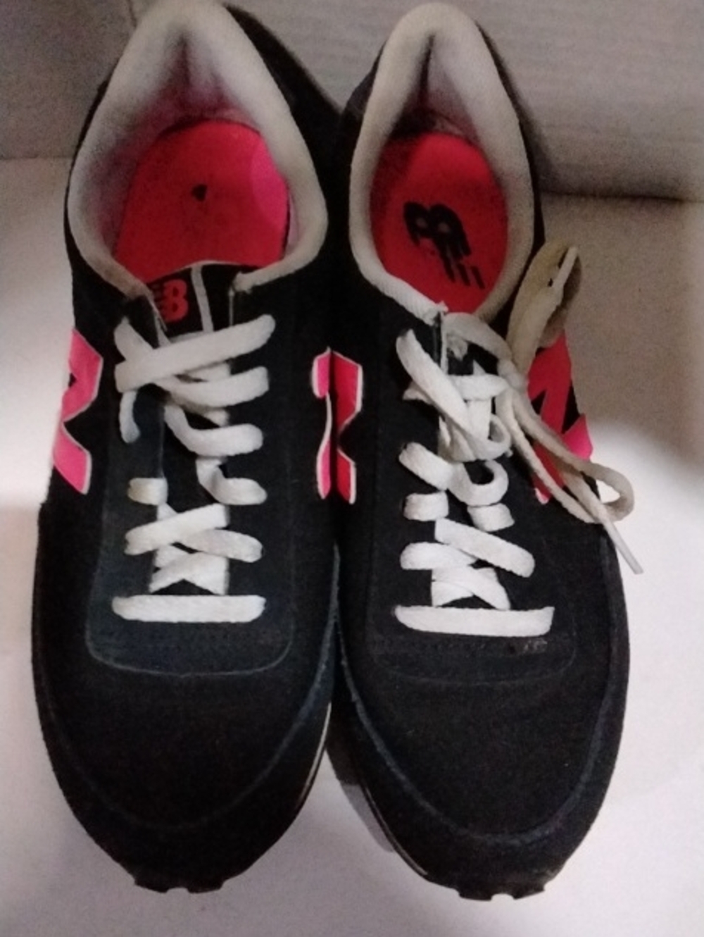 New Balance Black and Hot Pink Lace-Up Sneakers